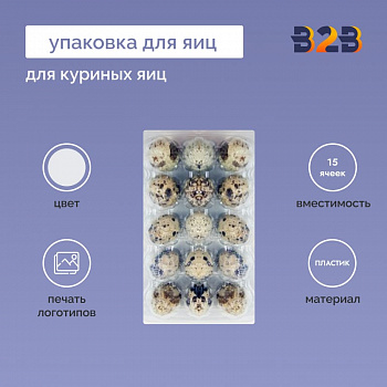 Упаковка для куриных яиц, 15 ячеек (пластик)