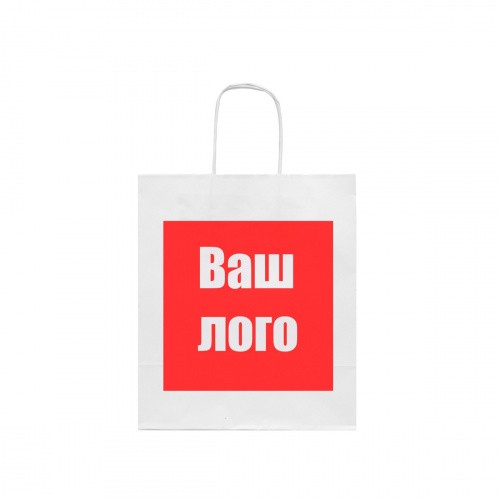 Крафт пакет с кручеными ручками и прямоугольным дном 260*150*350 мм 80 г/м2 белый