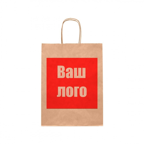 Крафт пакет с кручеными ручками и прямоугольным дном 320*200*370 мм 70 г/м2 бурый