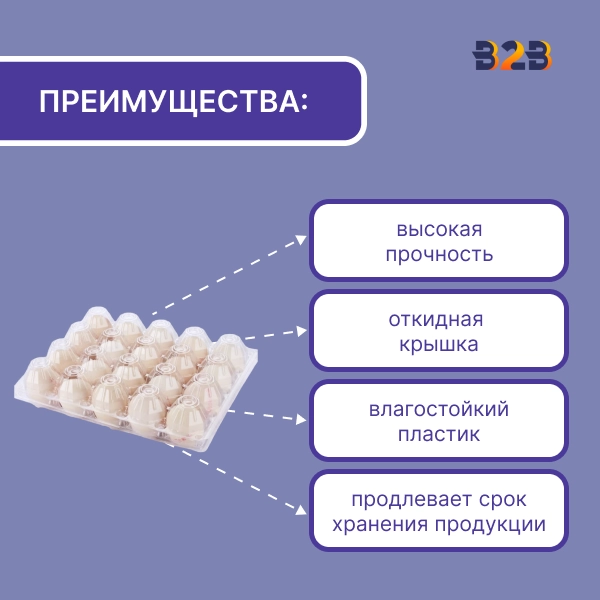 Упаковка для куриных яиц, 20 ячеек (пластик)